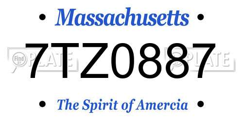 7TZ0887 Massachusetts License Plate
