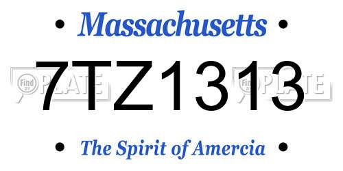 7TZ1313 Massachusetts License Plate