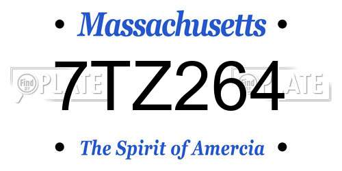 7TZ264 Massachusetts License Plate