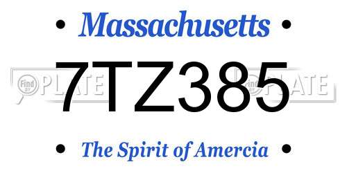 7TZ385 Massachusetts License Plate
