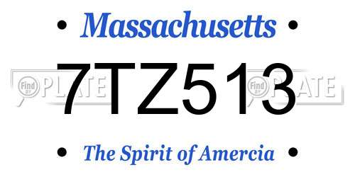 7TZ513 Massachusetts License Plate