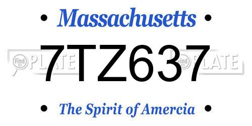 7TZ637 Massachusetts License Plate