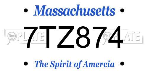 7TZ874 Massachusetts License Plate