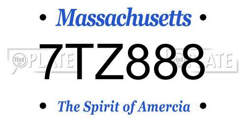 7TZ888 Massachusetts License Plate
