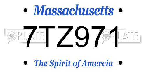 7TZ971 Massachusetts License Plate