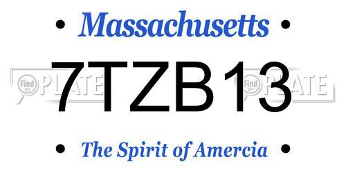 7TZB13 Massachusetts License Plate