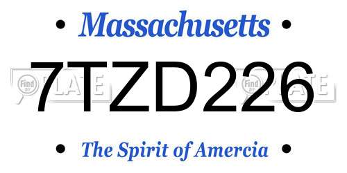 7TZD226 Massachusetts License Plate