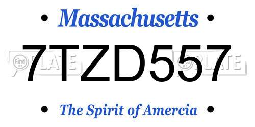 7TZD557 Massachusetts License Plate