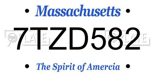 7TZD582 Massachusetts License Plate