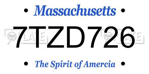 7TZD726 Massachusetts License Plate
