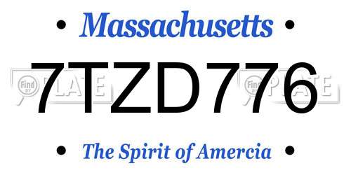 7TZD776 Massachusetts License Plate