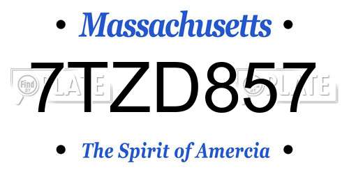 7TZD857 Massachusetts License Plate