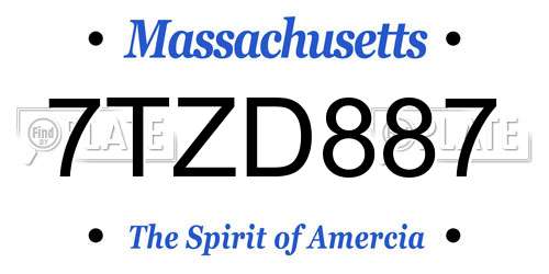 7TZD887 Massachusetts License Plate