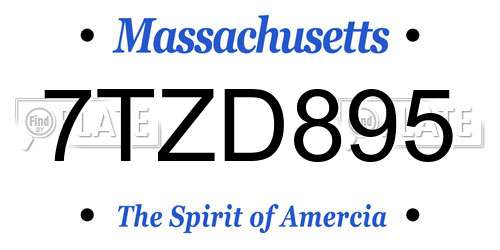 7TZD895 Massachusetts License Plate