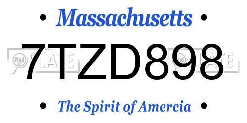 7TZD898 Massachusetts License Plate