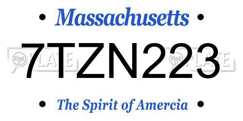 7TZN223 Massachusetts License Plate