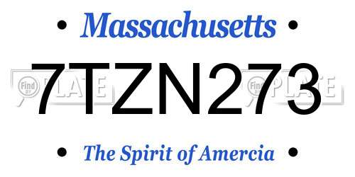 7TZN273 Massachusetts License Plate