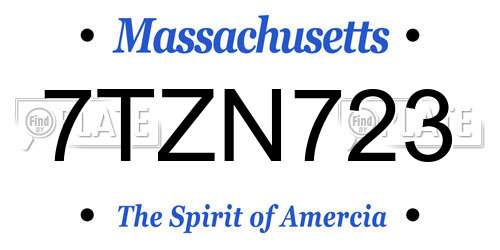 7TZN723 Massachusetts License Plate