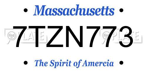 7TZN773 Massachusetts License Plate