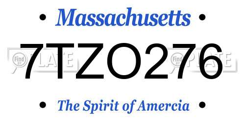 7TZO276 Massachusetts License Plate