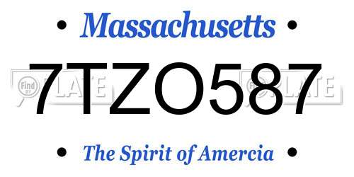 7TZO587 Massachusetts License Plate