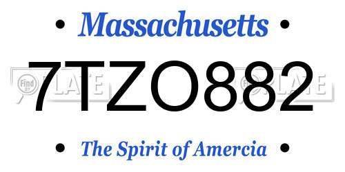 7TZO882 Massachusetts License Plate
