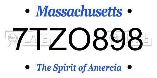 7TZO898 Massachusetts License Plate