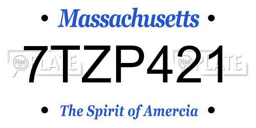 7TZP421 Massachusetts License Plate