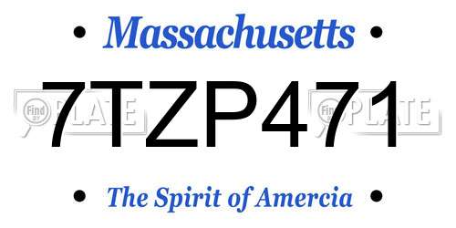 7TZP471 Massachusetts License Plate