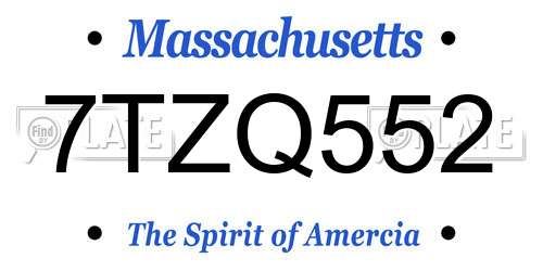 7TZQ552 Massachusetts License Plate