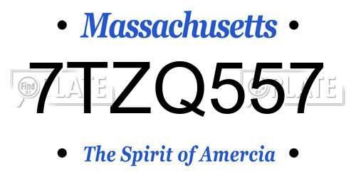 7TZQ557 Massachusetts License Plate
