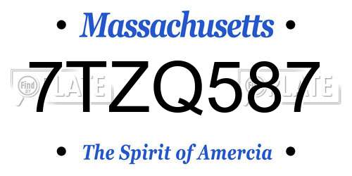 7TZQ587 Massachusetts License Plate