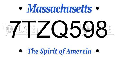 7TZQ598 Massachusetts License Plate