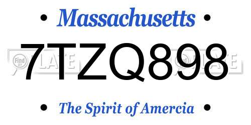 7TZQ898 Massachusetts License Plate