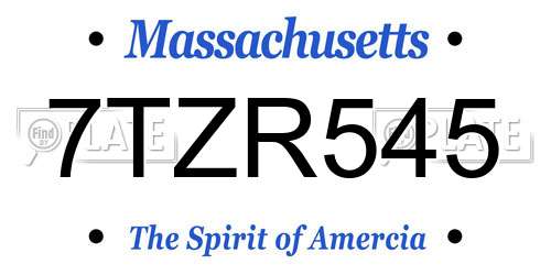 7TZR545 Massachusetts License Plate