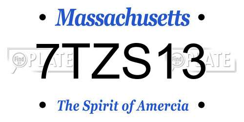 7TZS13 Massachusetts License Plate