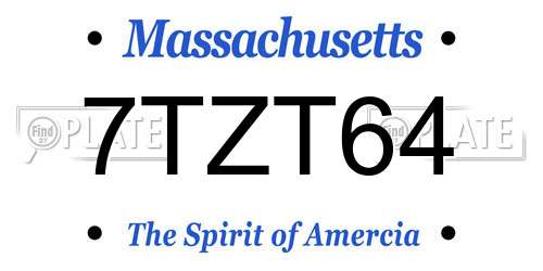 7TZT64 Massachusetts License Plate