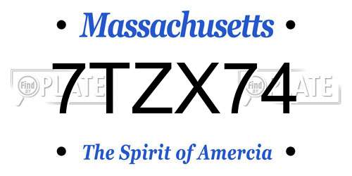 7TZX74 Massachusetts License Plate
