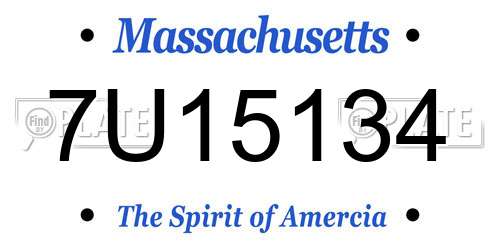 7U15134 Massachusetts License Plate