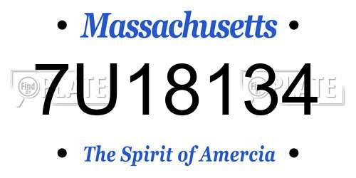 7U18134 Massachusetts License Plate