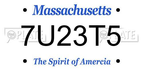 7U23T5 Massachusetts License Plate