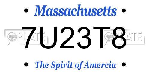 7U23T8 Massachusetts License Plate