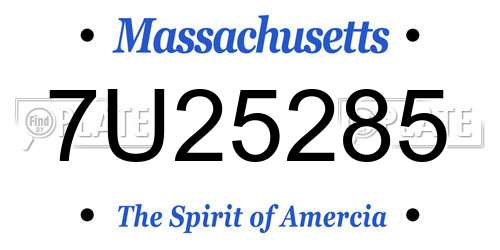 7U25285 Massachusetts License Plate