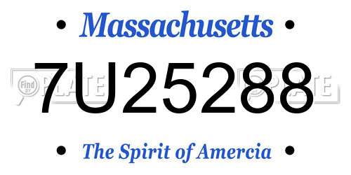 7U25288 Massachusetts License Plate