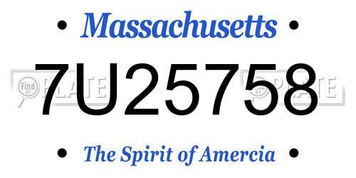 7U25758 Massachusetts License Plate
