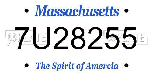 7U28255 Massachusetts License Plate