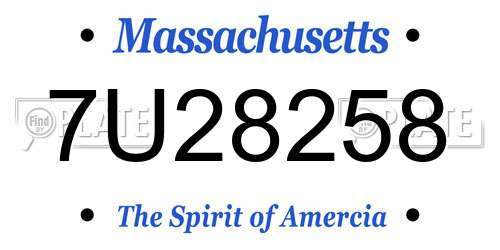 7U28258 Massachusetts License Plate