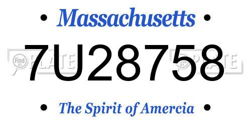 7U28758 Massachusetts License Plate