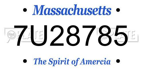 7U28785 Massachusetts License Plate