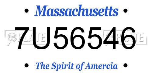 7U56546 Massachusetts License Plate